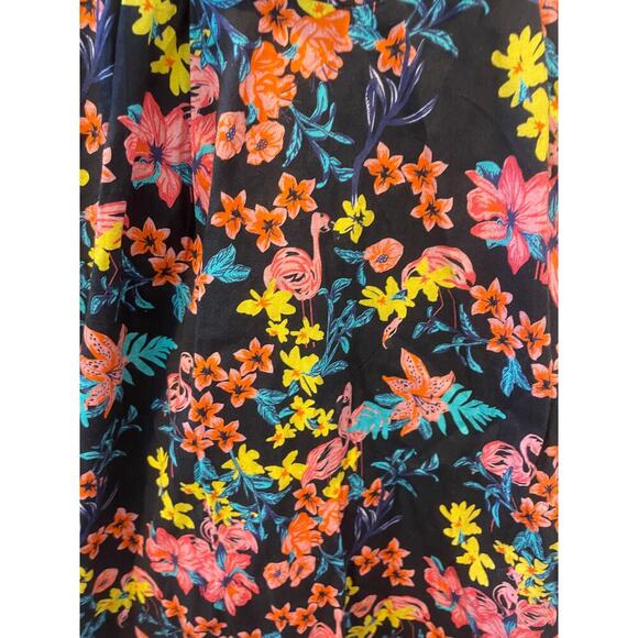 Unique Vintage Black Floral Pencil Tiki Flamingo Print Dress in Black Sz 6 #33 - Picture 4 of 7